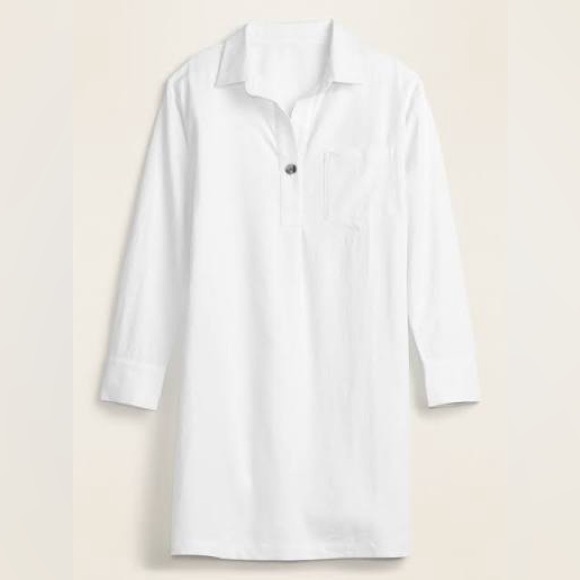 Old Navy Popover Linen Blend Dress Sz Medium Tall - Picture 2 of 10